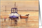 Sunset Harbour with Boat and Dog Blank Inside Card
