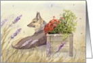 Dog Days, German Shepherd Among Flowers, Blank Inside Note Card