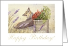 Happy Birthday, German Shepherd Dog Among Flowers Birthday card