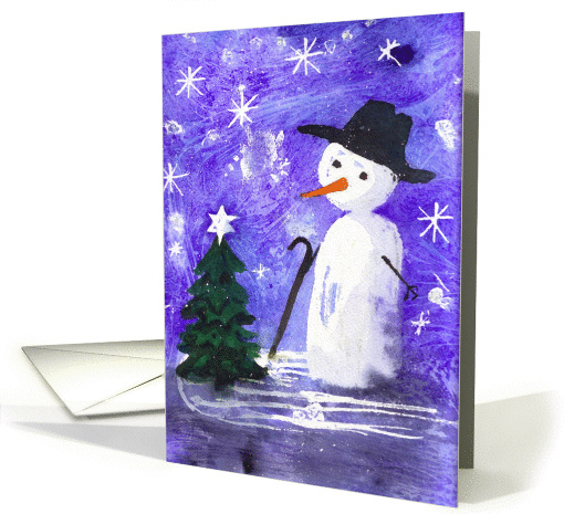 Snowman and Tree Greetings card (1385136)