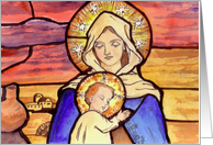 Stained Glass Virgin and Child Christmas card