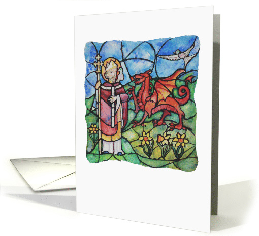 St David, Daffodils and Dragon, blank inside note card (1475638)