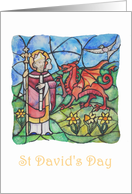 St Davids day, Daffodils and Dragon,blank inside note card