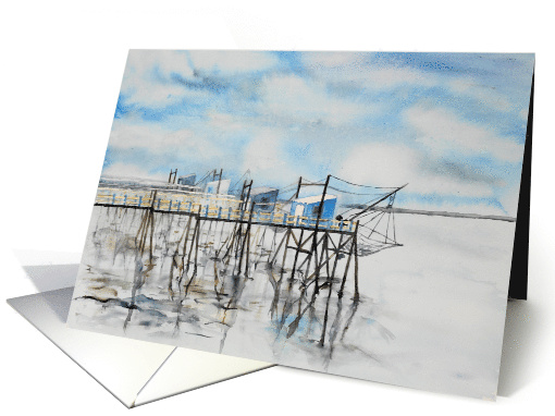 Carrelets on the Gironde Estuary Blank Note card (1488490)
