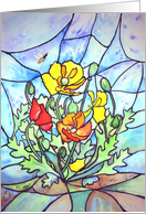 Poppies Stained Glass Blank Note card