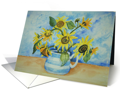 Sunflowers in a Blue Jug, Blank, Any Occasion card (1550358)