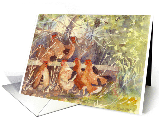 Chickens in the Hedge Blank Greetings card (879727)