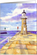 Whitby Lighthouse East Pier Blank Inside Greetings Card
