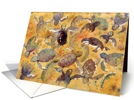 Turtles, Watercolor, Blank Note card (953595)
