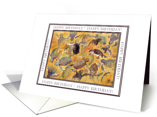 Happy Birthday, Turtles Watercolor card (953611)
