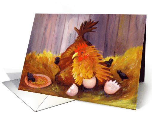 Mother Hen and Chicks Easter card (999317)