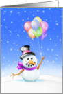 Happy Holidays, Whimsical Snowman with Balloons card