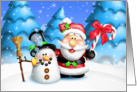 Merry Christmas, Whimsical Santa and Snowman card