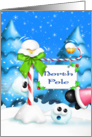 Merry Christmas, Whimsical, Humorous Snowball & North Pole Sign card
