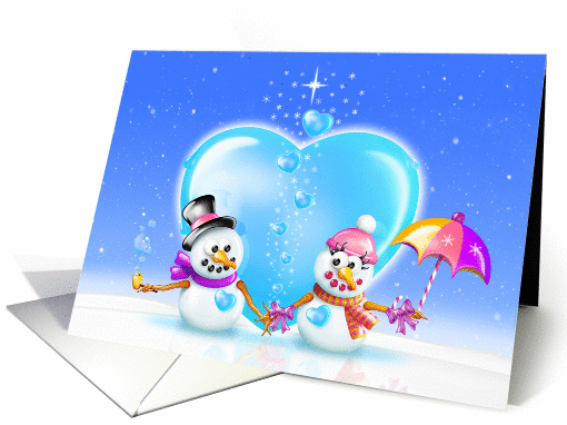 Heartfelt Seasons Greetings, Whimsical Snowmen with Heart card