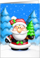 Happy Holidays, Whimsical Santa with Christmas Tree card