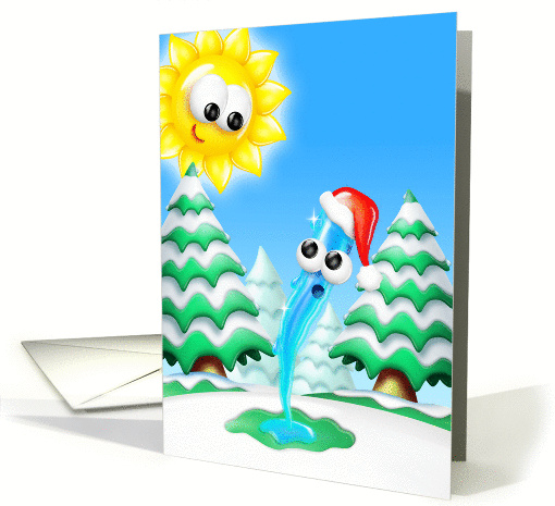 Happy Holidays, Funny, Whimsical Sunshine Melting Icicle card (880113)