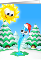 Happy Holidays, Funny, Whimsical Sunshine Melting Icicle card