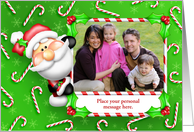 Merry Christmas, Whimsical Santa, Candy Cane Personalized Photo Card