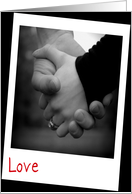 Engagement Congratulations, Couple’s Clasped Hands in Black and White card