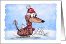 Define Good Mini Dachshund with Snowball Holiday Card