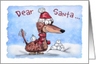 Mini Dachshund Dear Santa Christmas Card