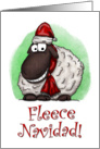 Humorous Sheep Cartoon Fleece Navidad Holiday Card White Background card