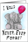 Never Forget Cartoon Elephant Birthday card