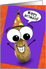 Purple and Orange Happy Birthday Googly Eyed Peanut card