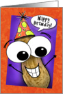 Cartoon Crazy Happy Birthday Googly Eyed Peanut card