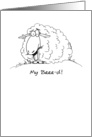 My Bad Whimsical Cartoon Sheep Belated Birthday Card