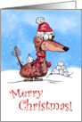 Dachshund Snowball Merry Christmas card