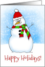 Sweet Cartoon Snowman Happy Holidays card