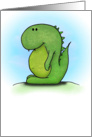 Cute Illustrated Cartoon Dinosaur I Love You Card