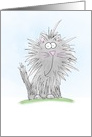 Gray Puffy Cat Cartoon Blank card