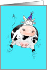 Springy Cow Getting Older Cartoon Happy Birthday card
