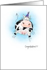Little Springy Cow Cartoon Congratulations Card
