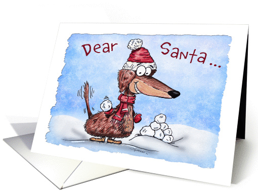 Mini Dachshund Dear Santa Christmas card (1003691)