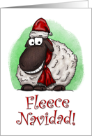 Humorous Sheep Cartoon Fleece Navidad Holiday Card White Background card