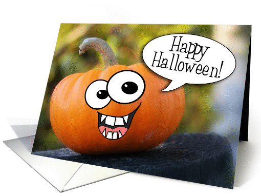 Silly Face Happy Halloween Pumpkin card (1059401)