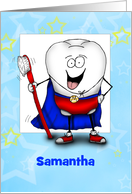 Personalized Super Tooth Congratulations on First Lost Tooth card