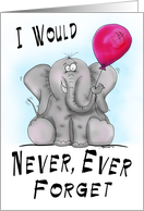 Never Forget Cartoon Elephant Birthday card