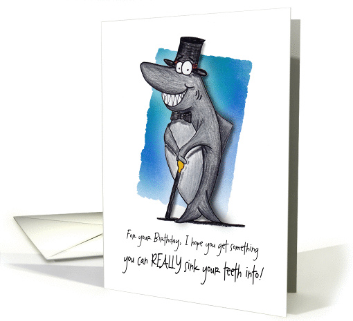 All dressed up cartoon Shark Birthday card (1356590)