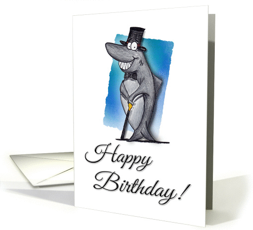 Dressy Cartoon Happy Birthday Shark card (1356594)