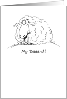 My Bad Whimsical Cartoon Sheep Belated Birthday Card