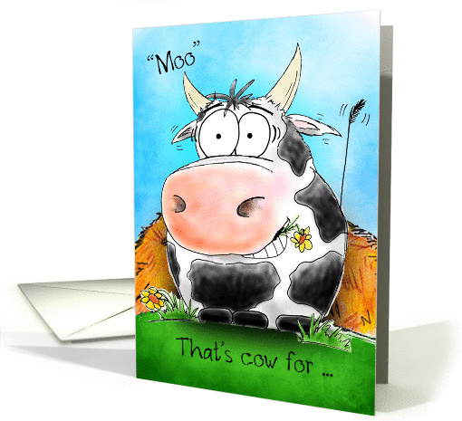 Happy Birthday Cartoon Moo Cow card (1421520)