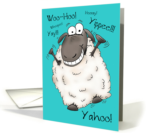Sheeper Excited Cartoon Sheep Birthday card (1423834)