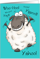 Sheeper Excited Cartoon Sheep Birthday Card
