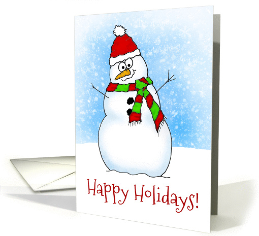 Sweet Cartoon Snowman Happy Holidays card (1460366)