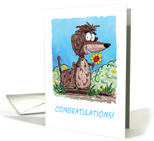 Congratulations Blank Cartoon Dachshund card (893017)